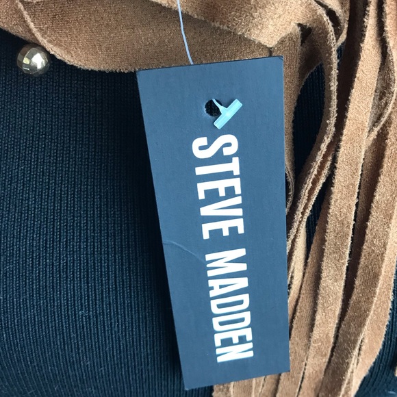 Steve Madden Brown Beaded Fringe Skinny Scarf NWT - Picture 6 of 6